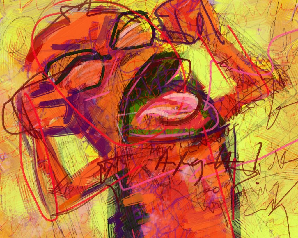 Angry reddish-orange creature resembling a sausage, shaking its fists and screaming.